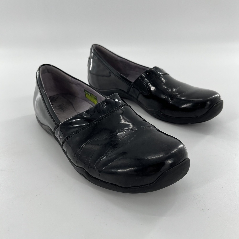 Ahnu Loafers Womens US 11 EU 42 Black Patent Leather Flat Comfort Slip On - Picture 2 of 15